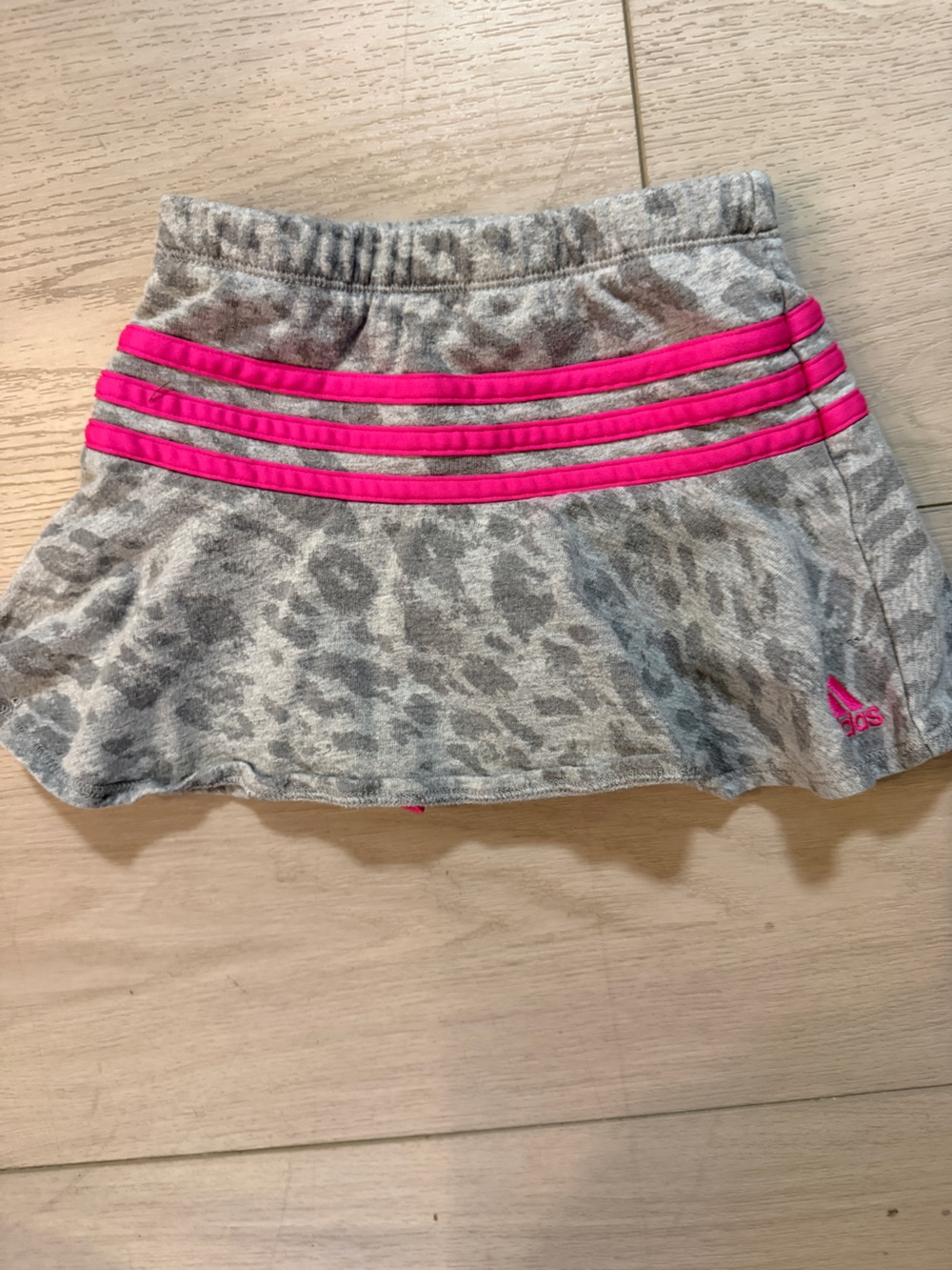adidas Gray Leopard Print Shorts with Hot Pink Stripes